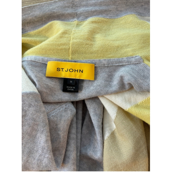 St. John Large 100% Fine Wool Open Front Waterfall Draped Sweater Country Club - Picture 6 of 10